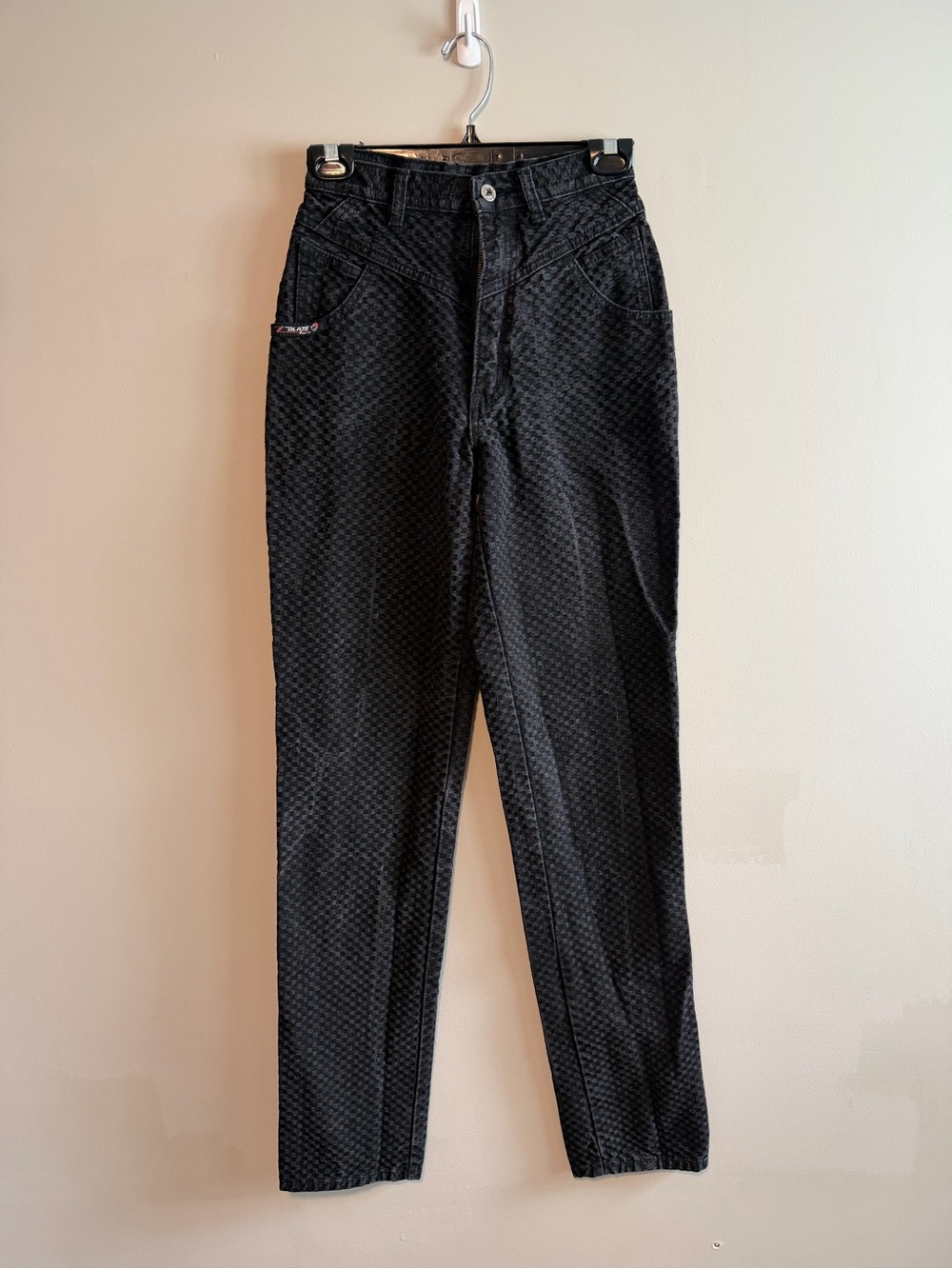 Vintage Western Blaze Line Up Black Checkered Cotton Denim Jeans NWOT